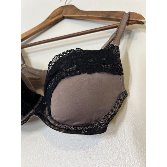 Soma Roma Demi Brown Black Lace T Shirt Bra Size 34D Underwire - Picture 2 of 7